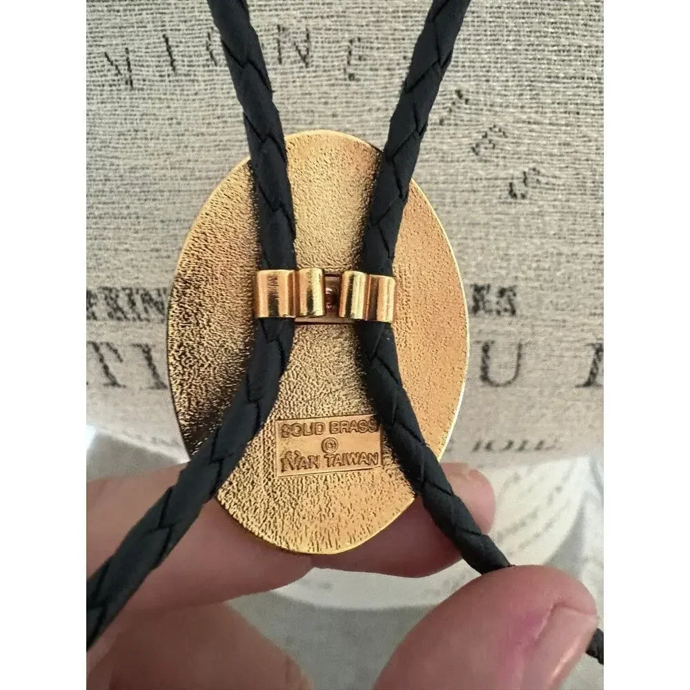 Men's Vintage Eagle Bolo Tie Solid Brass Ivan Taiwan 70s Western Cowboy Rodeo